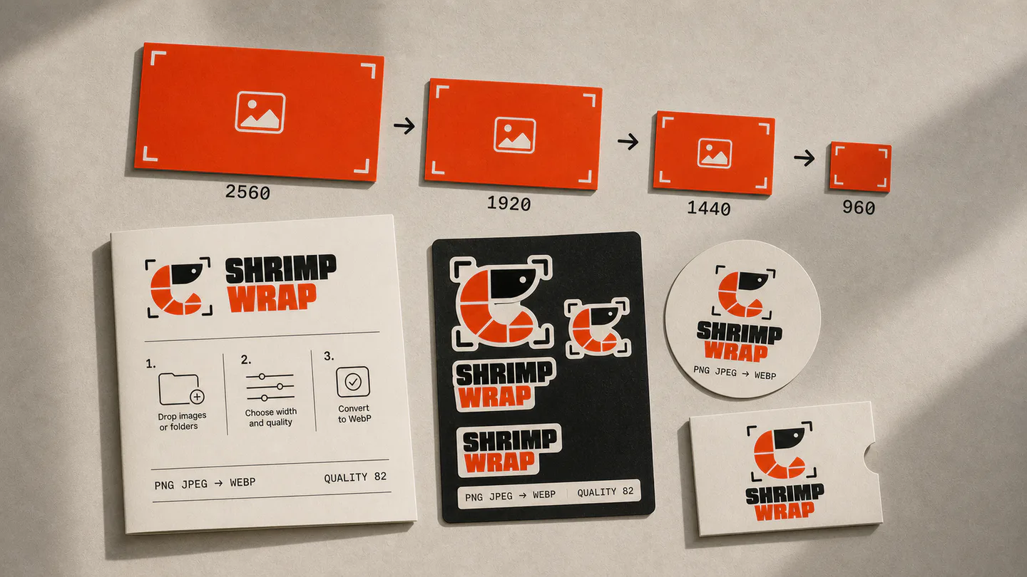 Shrimp Wrap resize preset cards and branded instruction materials